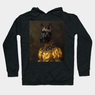 Medieval Elegance: Black Great Dane Princess Hoodie